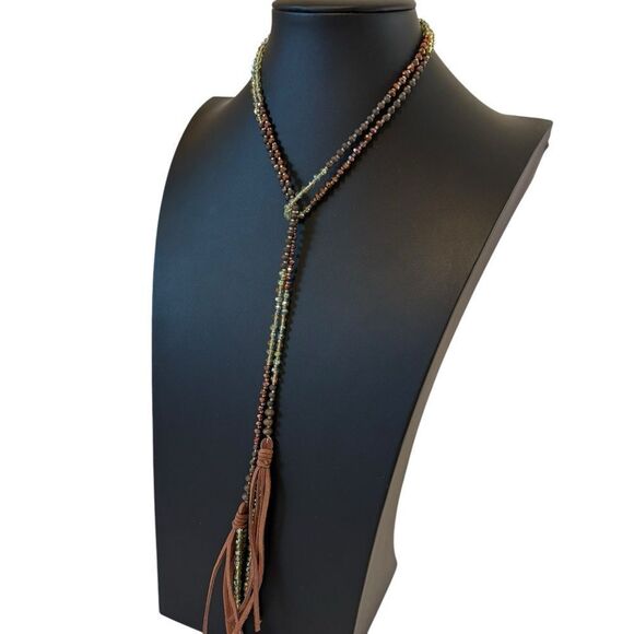 Elegant & Versatile Beaded Extra Long Tassel Necklace - Picture 3 of 5